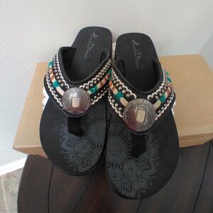 Montana West Concho rhinestone bling bling collection western Women's flip flops